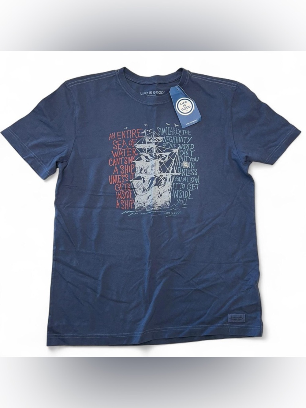 Life is Good Blue Crusher Tee Short Sleeve Medium New with tags